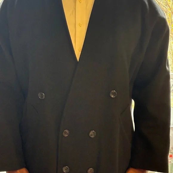 Vintage Michael Tong Black Wool Double-Breasted Long Coat - Picture 5 of 16